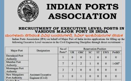 ಮಂಗಳೂರು ಸೇರಿದಂತೆ ವಿವಿಧ ಬಂದರುಗಳಲ್ಲಿ ಸಿವಿಲ್ ಇಂಜಿನಿಯರುಗಳ ನೇಮಕ.