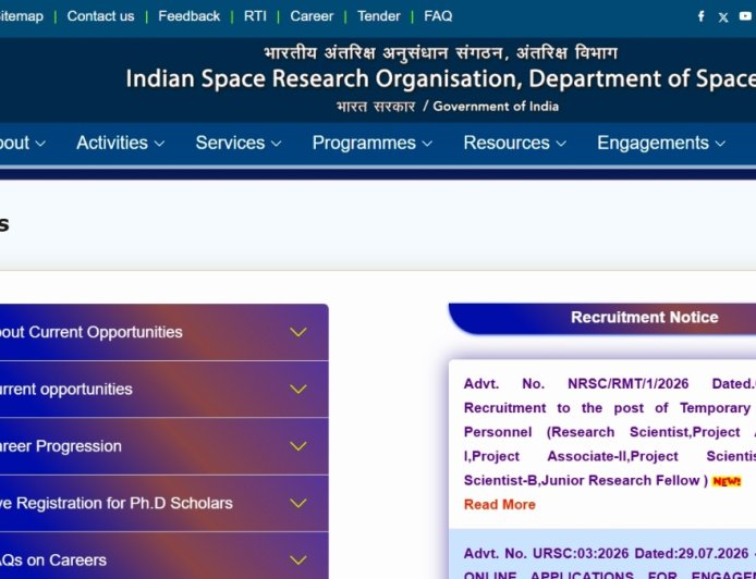 ISRO: ಇಸ್ರೋದಿಂದ ವಿವಿಧ ಹುದ್ದೆಗಳ ಭರ್ತಿಗೆ ಅರ್ಜಿ