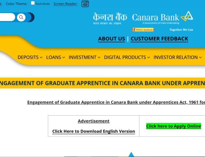 Canara Bank: ಕೆನರಾ ಬ್ಯಾಂಕ್‌ನಿಂದ  3,500 ಗ್ರಾಜುಯೇಟ್ ಅಪ್ರೆಂಟಿಸ್ ನೇಮಕಾತಿ.. ಅ.1 ರಿಂದ ಅರ್ಜಿ ಸಲ್ಲಿಕೆ ಶುರು