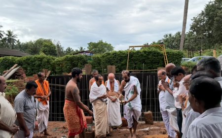ಶ್ರೀ ಪಂಚಲಿಂಗೇಶ್ವರ ದೇಗುಲ: ಕಿನ್ನಿಮಾಣಿ–ಪೂಮಾಣಿ, ಪಿಲಿಚಾಮುಂಡಿ ದೈವಗಳ ಚಾವಡಿ ನಿರ್ಮಾಣಕ್ಕೆ ಭೂಮಿಪೂಜೆ