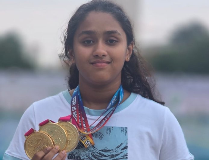 ರಾಷ್ಟ್ರ ಮಟ್ಟದ ಈಜು ಸ್ಪರ್ಧೆ: ಇಂದ್ರಪ್ರಸ್ಥ ವಿದ್ಯಾಲಯದ ವಿದ್ಯಾರ್ಥಿನಿಗೆ 3 ಚಿನ್ನದ ಪದಕ